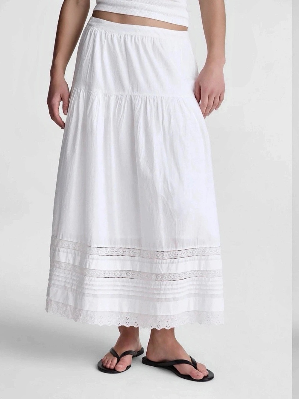 Madewell Pintucked Midi Skirt With Pockets Sz M NWT $138